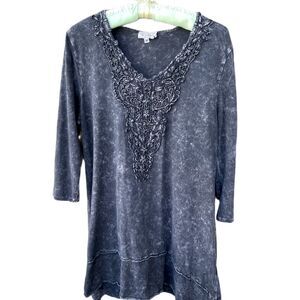 Cover Charge size M boho Goth 100% cotton mineral washed tunic.